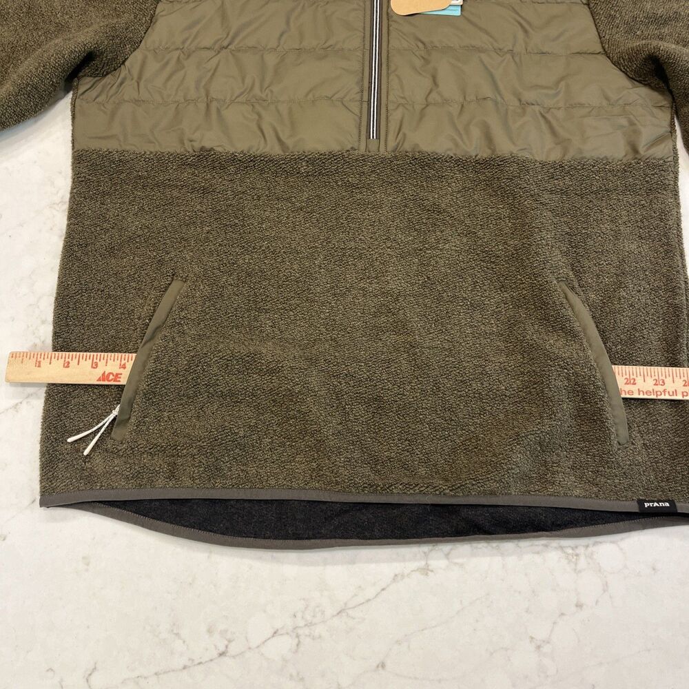 prAna NEW Mens XL Fleece 1/2 Zip Quilted Pullover Jacket Wool Blend Slate Green - Picture 9 of 15